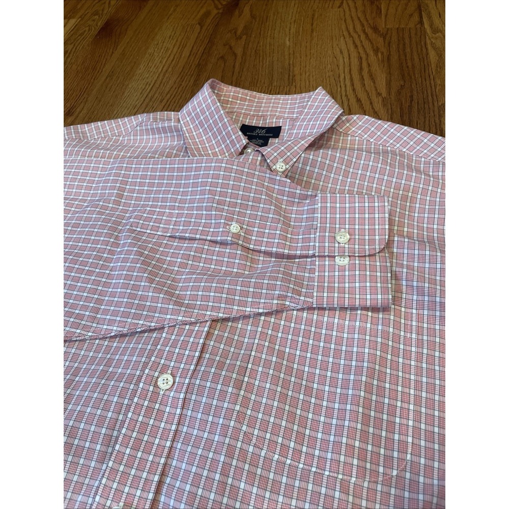 Brooks Brothers 346 Men's Button Up Red Plaid Non-Iron 100% Cotton Size Large